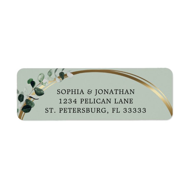 Eucalyptus Gold Sage Wedding Return Address Label (Front)