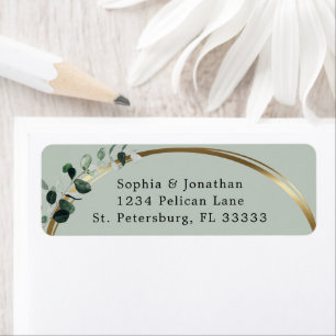 Eucalyptus Gold Sage Wedding Return Address Label