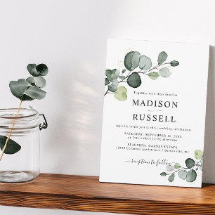 Eucalyptus Gold Splatter Greenery Wedding Invitation