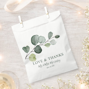 Eucalyptus Gold Splatter Watercolor Favour Bag