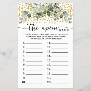 Eucalyptus Gold The Apron Bridal Shower Game Card