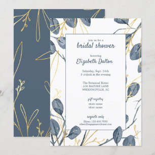 Eucalyptus & Gold Watercolor Garden Bridal Shower Invitation