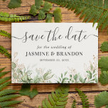 Eucalyptus Gold Wedding Save the Date Announcement Postcard<br><div class="desc">Botanical wedding save the date postcard featuring a stylish white background,  watercolor green eucalyptus foliage,  gold glitter accents,  and a save our date text template that is easy to personalise.</div>