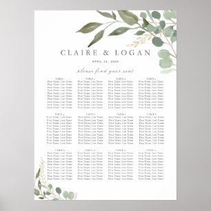 Eucalyptus Gold Wedding Seating Chart
