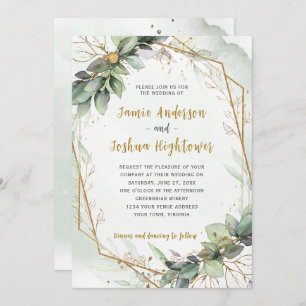 Eucalyptus Golden Greenery Wedding Invitation