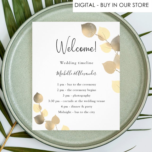Eucalyptus golden wedding program budget flyer (Creator Uploaded)