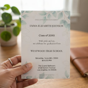Eucalyptus Graduation Invitation Template, Elegant