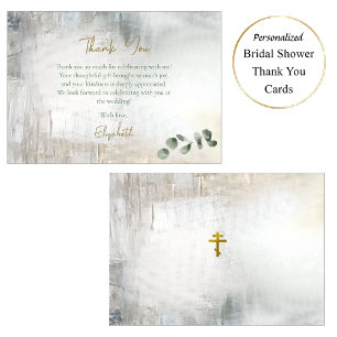 Eucalyptus Gray Gold Texture Bridal Shower Thank You Card