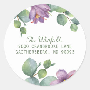 Eucalyptus Green and Purple Foliage Address Label