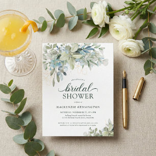 Eucalyptus Green Blue Bridal Shower Invitation Postcard