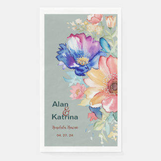 Eucalyptus Green Bold Wildflower Floral Napkin