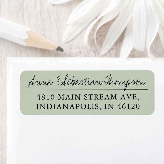 Eucalyptus Green Calligraphy Return Label Address Return Address Label (Insitu)