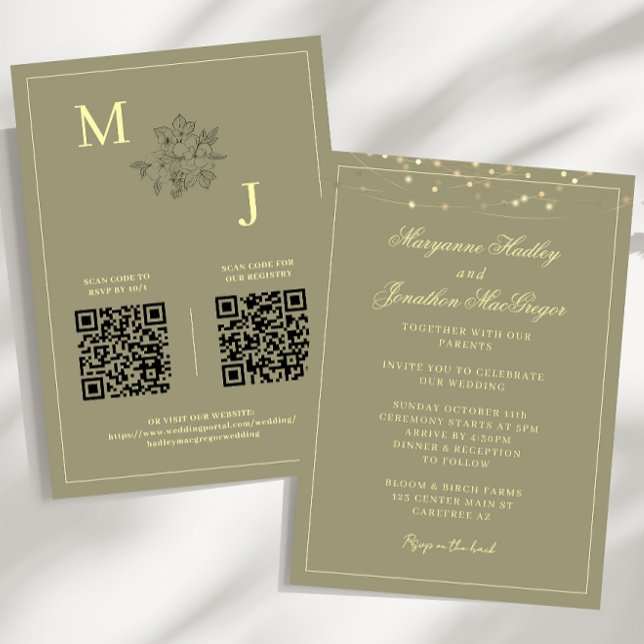 Eucalyptus Green Elegant QR Code Wedding Invitation (Creator Uploaded)