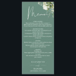 Eucalyptus Green Floral Monogram Wedding Dinner Menu<br><div class="desc">This elegant eucalyptus green floral botanical greenery leaves wedding menu can be personalised with your information in chic typography with your monogram initials on the reverse. Designed by Thisisnotme©</div>