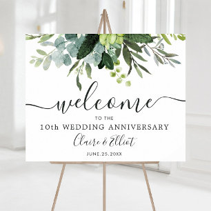 Eucalyptus Green Foliage Anniversary Welcome Sign