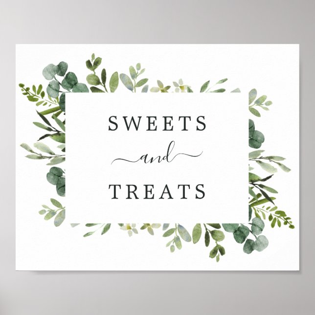 Eucalyptus Green Foliage Dessert Table Sign (Front)
