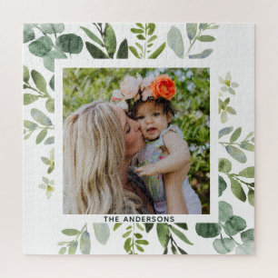 Eucalyptus Green Foliage Family Photo Square Jigsaw Puzzle