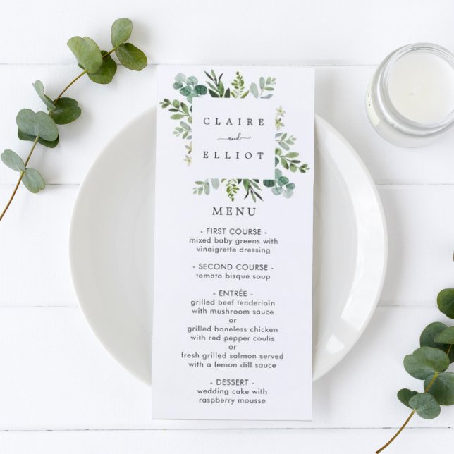 Eucalyptus Green Foliage Menu Card (Creator Uploaded)