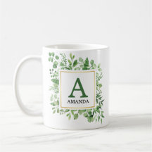 Eucalyptus Green Foliage Monogrammed Mug