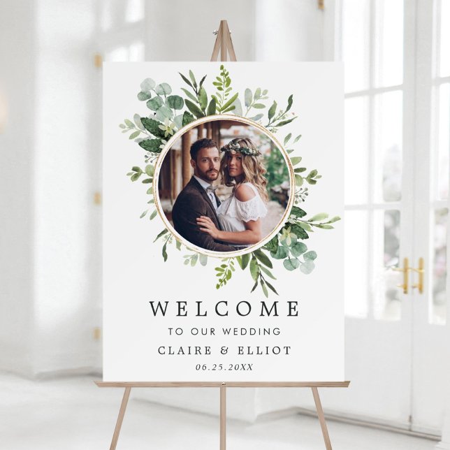Eucalyptus Green Foliage Photo Wedding Welcome  Poster (Creator Uploaded)