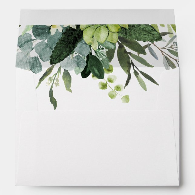 Eucalyptus Green Foliage Pre-Printed Address 5x7 Envelope (Back (Bottom))