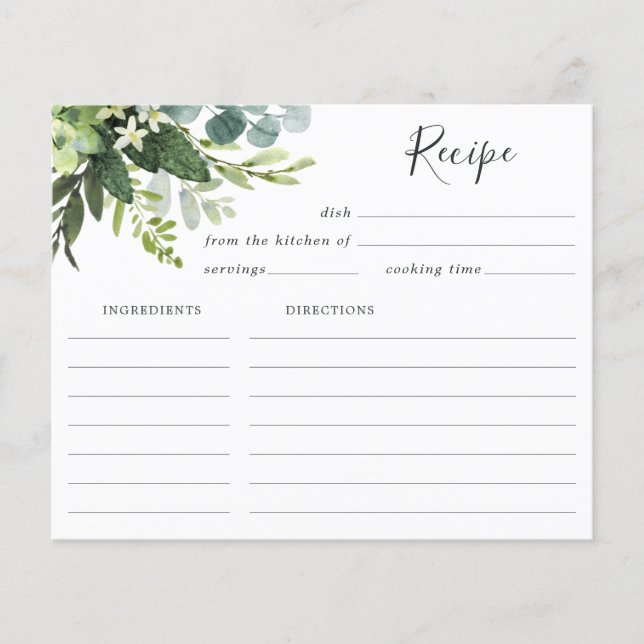 Eucalyptus Green Foliage Recipe Card (Front)