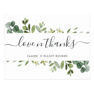 Eucalyptus Green Foliage Thank You Postcard