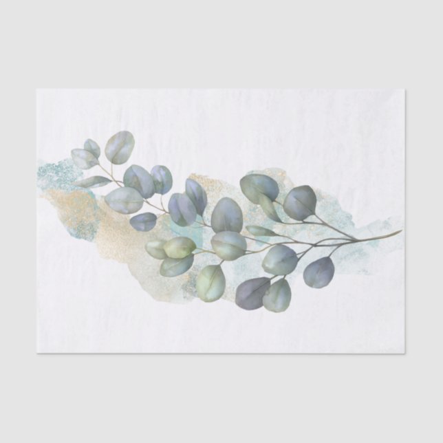 Eucalyptus Green Foliage Watercolor Tissue Paper (Front)
