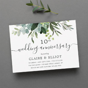Eucalyptus Green Foliage Wedding Anniversary Invitation