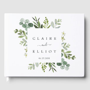 Eucalyptus Green Foliage Wedding Guest Book