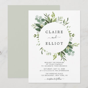 Eucalyptus Green Foliage Wedding Invitation
