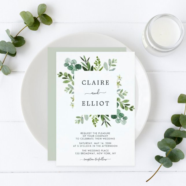 Eucalyptus Green Foliage Wedding Invitation (Creator Uploaded)