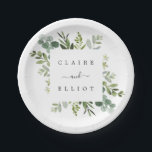 Eucalyptus Green Foliage Wedding Paper Plate<br><div class="desc">This wedding paper plate features painted watercolor eucalyptus,  green leaves and a square frame. For more advanced customisation of this design,  Please click the "Customise further" link.  Matching items are also available.</div>