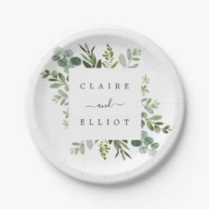 Eucalyptus Green Foliage Wedding Paper Plate