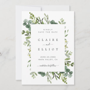 Eucalyptus Green Foliage Wedding Save The Date