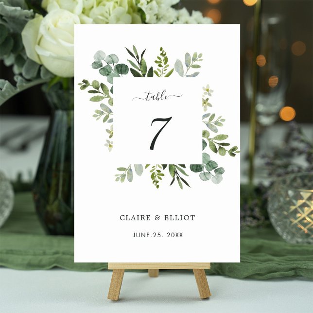 Eucalyptus Green Foliage Wedding Table Number (Creator Uploaded)