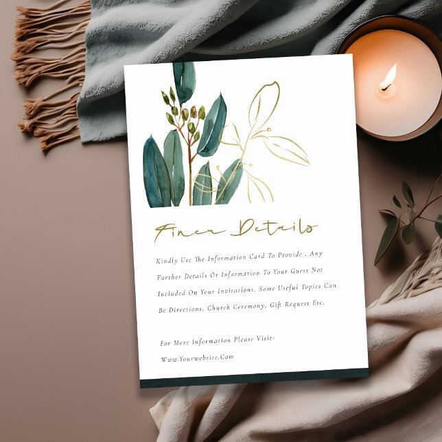 Eucalyptus Green Gold Foliage Wedding Details  Enclosure Card (Creator Uploaded)