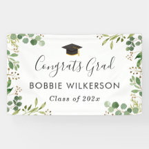 Eucalyptus Green Leaves Congrats Graduation Party