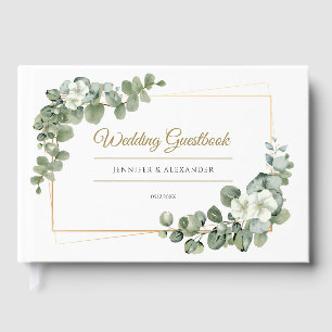 Eucalyptus Green Leaves   Greenery Gold Wedding Guest Book