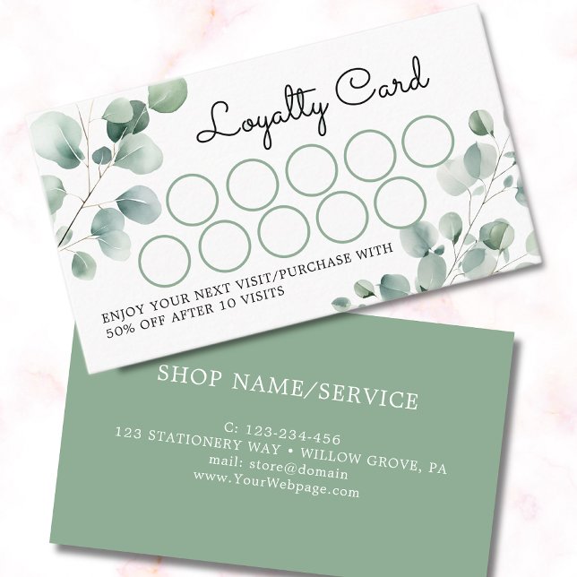 Eucalyptus green leaves loyalty card (Creator Uploaded)