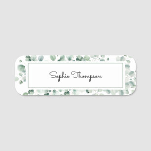 Eucalyptus green leaves name tag