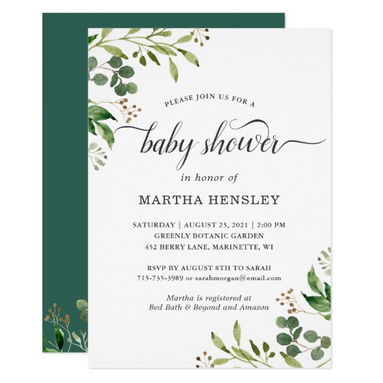 eucalyptus baby shower invitation