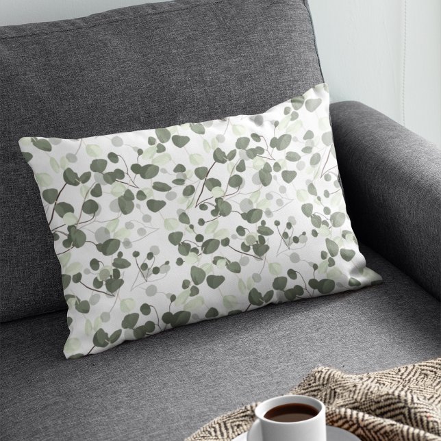 Eucalyptus Green leaves pattern gardener Lumbar Cushion (Creator Uploaded)