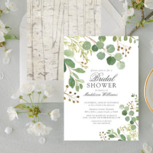 Eucalyptus Green Leaves Rustic Nature Shower Invitation