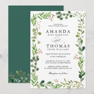 Eucalyptus Green Leaves Wedding Invitation
