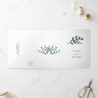 Eucalyptus Green Minimalist Elegant Wedding  Tri-Fold Invitation