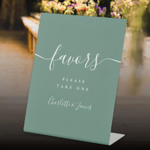 Eucalyptus Green Modern Wedding Favours Table Pedestal Sign