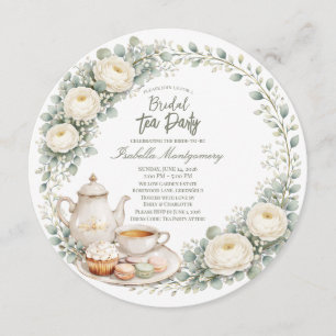 Eucalyptus Green Palette Tea Party Bridal Shower Invitation