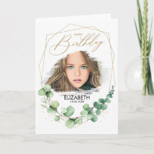 Eucalyptus Green Photo Happy Birthday Greeting Card