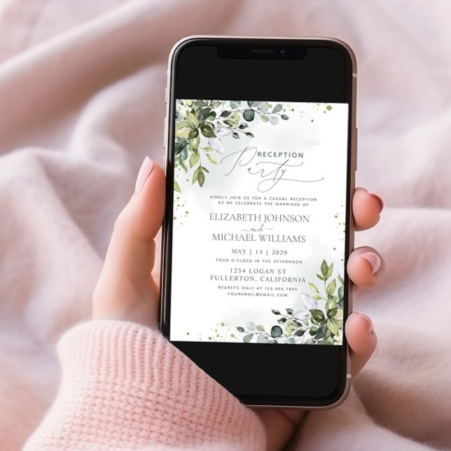Eucalyptus Green Reception Party Invitation (Creator Uploaded)